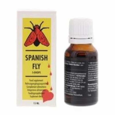 Image de gouttes de Spanish Fly, un produit aphrodisiaque liquide, souvent utilisé pour renforcer l'intimité et le désir dans des contextes romantiques.