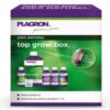 Image du Top Grow Box (100% Natural) de Plagron, un kit complet de culture de plantes mettant en valeur l'emballage du produit et ses composants.