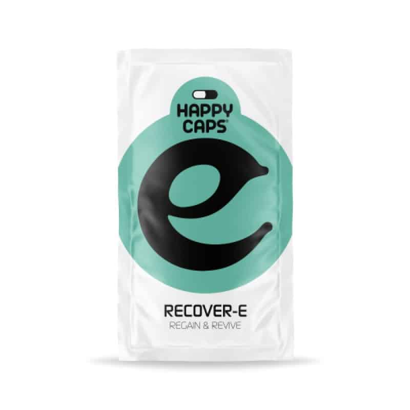 Image présentant le Recover-E de Happy Caps, un produit souvent associé à des effets potentiels de récupération et de rajeunissement.