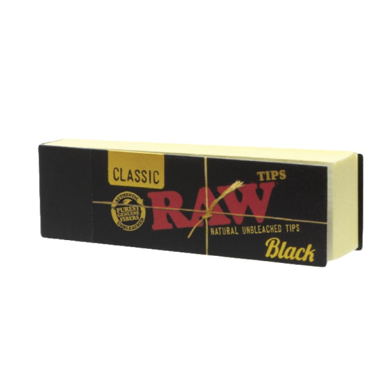 Embouts filtrants noirs de RAW : Embouts de filtre noirs élégants et de haute qualité pour une expérience de consommation de tabac raffinée.
